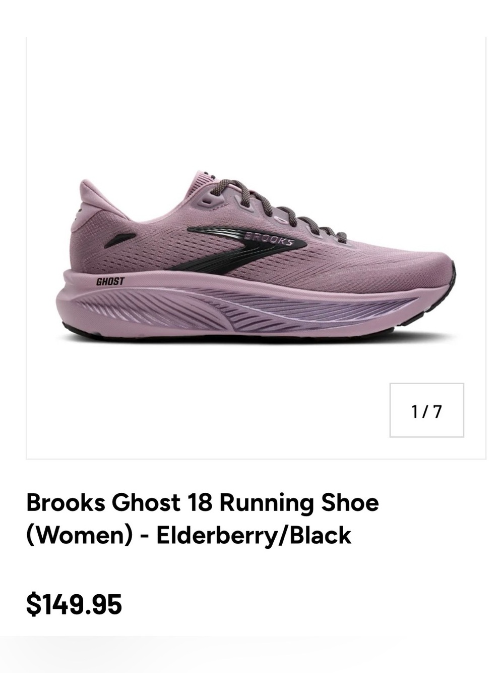 Women’s Brooks Ghost 18, Elderberry (new color), size 8